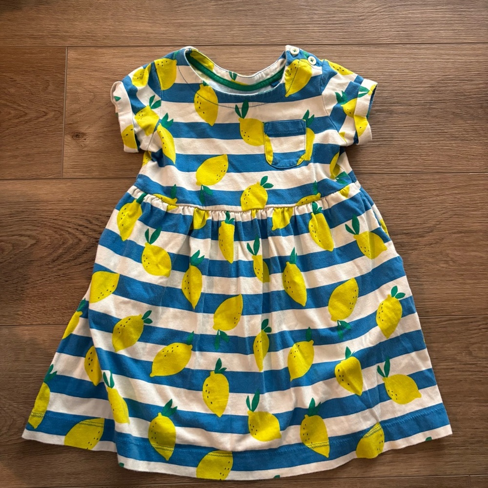 Mini Boden Striped Lemon Dress